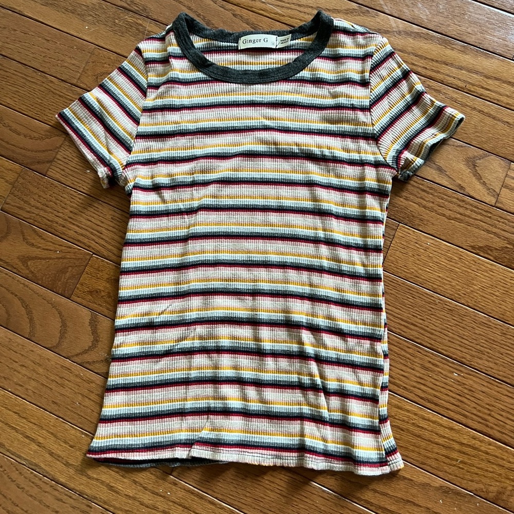 Stripped ribbed T-shirt